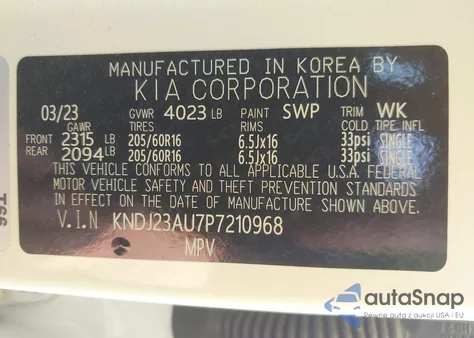 2023 Kia Soul Lx from USA, damaged, VIN KNDJ23AU7P7210968